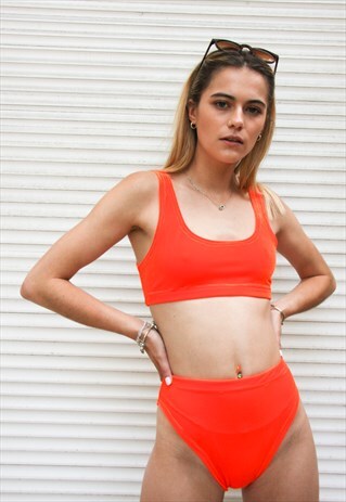 FLUORO ORANGE VELVET BIKINI