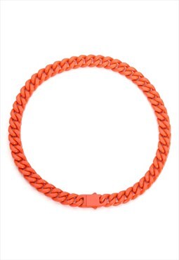 13mm Orange Cuban Necklace Chain Steel