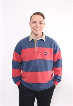 90s heavy cotton rugby jersey long sleeve striped polo shirt