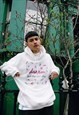 90S GRID DESIGN PRINTED ON A WHITE COTTON HOODIE
