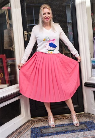 HOT PINK 80S PLEAT SKIRT SIZE 8