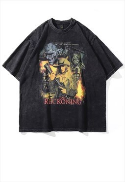 Horror movie t-shirt the reckoning tee Gothic top in grey