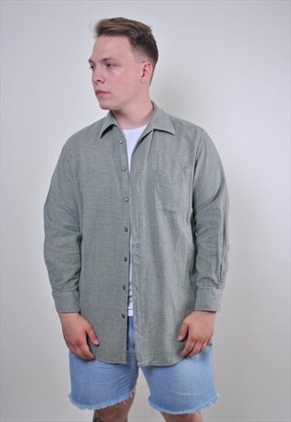 80S WORKER LONG SLEEVE GRAY HERITAGE SHIRT, SIZE L