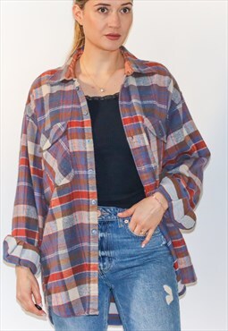 Vintage Soft Flannel Check Plaid Tartan Shirt Shacket 