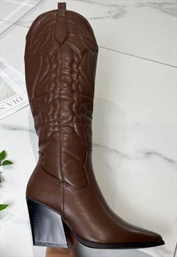 Cowboy Boots Brown Knee high Western Cowgirl boots