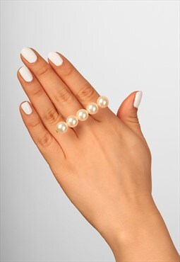 Faux Pearls Night Out Ring