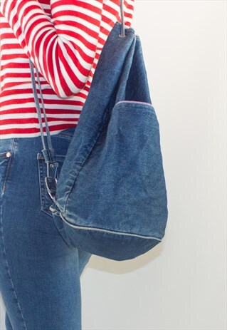 VINTAGE 90'S DENIM DRAWSTRING BACKPACK