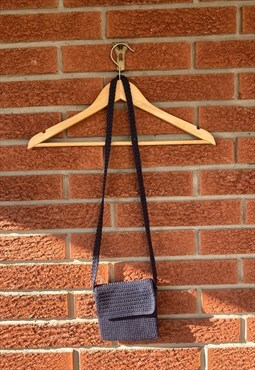 Vintage Y2K Crochet Navy Blue Cross Bag Summer 