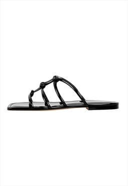 Onlymaker Flats Square Toe Knot Strap Sandals