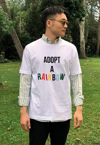 RAINBOW WHITE COTTON T-SHIRT