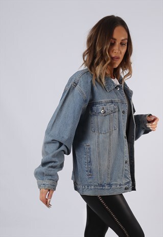 VINTAGE DENIM JACKET OVERSIZED FITTED UK 18 XXL (C3G)
