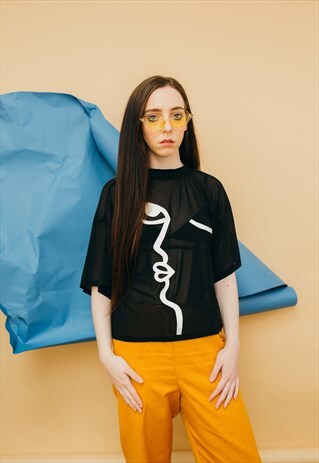 ABSTRACT FACE SHEER TEE