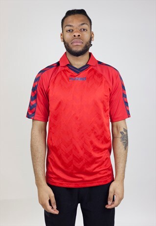 VINTAGE 90'S HUMMEL RED JERSEY T-SHIRT