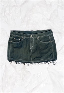 Reworked Vintage Y2K Overdyed Mini Skirt in Green