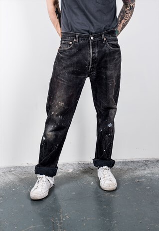 VINTAGE BLACK LEVI'S 501 PAINT JEANS