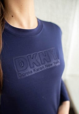 Vintage 90's Y2K Navy Long Sleeved DKNY Top