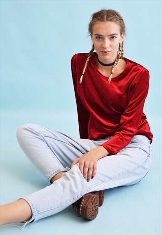 90'S RETRO MINIMALIST GRUNGE VELVET TOP