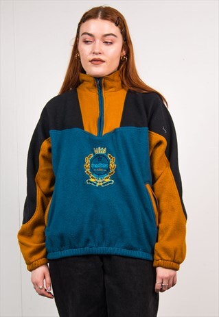 VINTAGE QUARTER ZIP FLEECE JUMPER 90'S MULTICOLOUR