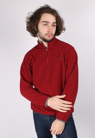 VINTAGE EDDIE BAUER SWEATSHIRT 1/4 ZIP IN RED