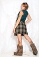 VINTAGE Y2K PLEATED SKIRT IN BROWN SCHOOLGIRL PLAID