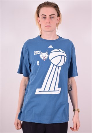 ADIDAS MENS VINTAGE T-SHIRT TOP LARGE BLUE