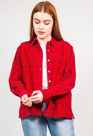 VINTAGE 90'S RED CHECKED CORD SHIRT