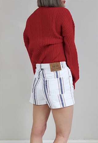 VINTAGE 90'S WHITE, RED AND BLUE DENIM SHORTS