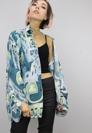 VINTAGE 80S/90S OVERSIZED PATTERNED SHIRT