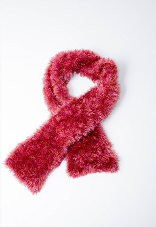 VINTAGE Y2K PINK FLUFFY FUZZY WINTER LONG SCARF UNISEX