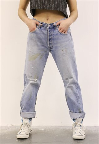 LEVI'S VINTAGE BLUE PAINT 501 MOM JEANS