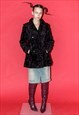 Vintage Y2K warm faux fur glamorous jacket in jet black