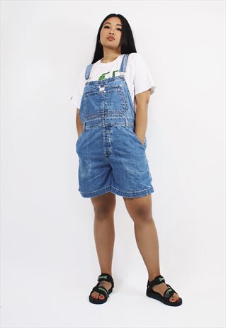 VINTAGE CALVIN KLEIN SHORT DENIM DUNGAREES / OVERALLS