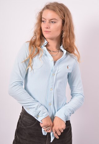 VINTAGE POLO RALPH LAUREN SHIRT STRIPES BLUE