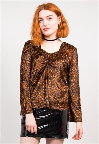 VINTAGE 90'S BROWN VELVET PATTERN TOP
