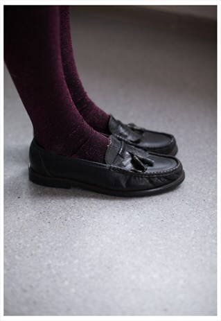 VINTAGE 80'S BLACK LEATHER MOCCASINS