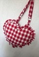 RED GINGHAM HEART TOTE BAG