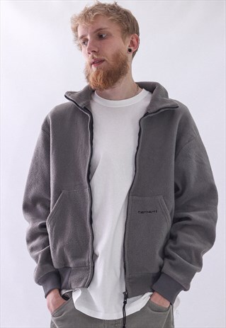 VINTAGE MENS CARHARTT LOGO FLEECE JACKET