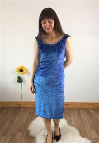 vintage blue velvet dress