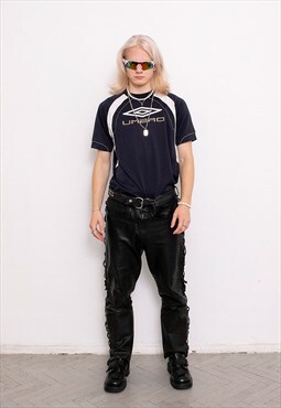 intage Leather Motorcycle Pants Black Biker 90s