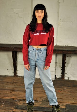 90S POLO RALPH LAUREN JEANS CROPPED LONG SLEEVE TSHIRT