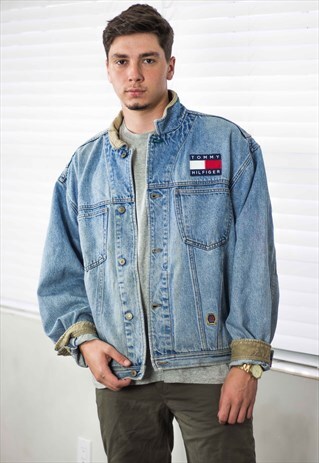 VINTAGE TOMMY HILFIGER JACKET DENIM LOGO 90S XL 40.6