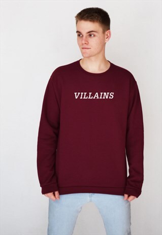 BURGUNDY VILLAINS (WHITE) SWEATSHIRT
