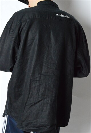 REWORKED VINTAGE 90S BLACK EMBROIDERED MINIMALIST SHIRT