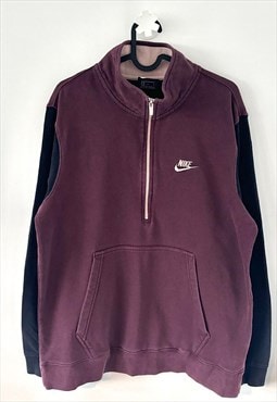 Nike burgundy retro 1/4 zip sweatshirt large Y2K 00s