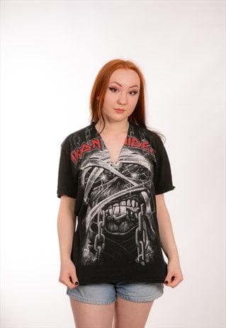 CUSTOMISED IRON MAIDEN POWERSLAVE MUMMY GRAPHIC BAND TEE