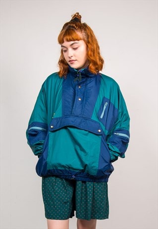 Vtg 90's Turquoise Festival Half Zip Pullover Cagoule Jacket | The ...