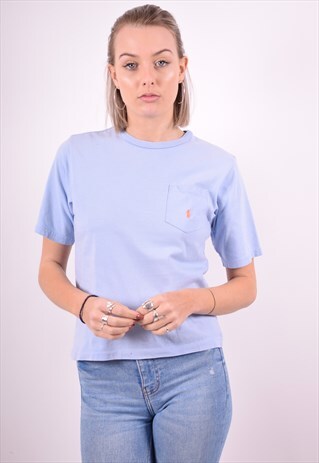 POLO RALPH LAUREN WOMENS VINTAGE T-SHIRT TOP SMALL PURPLE 90