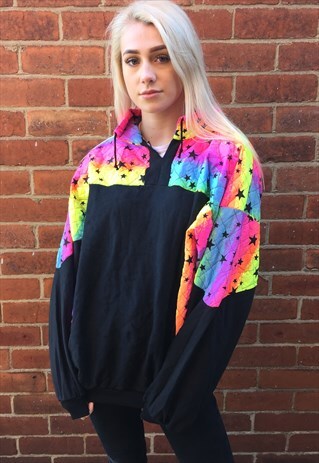 VINTAGE RAVE NEON STARS SWEATSHIRT