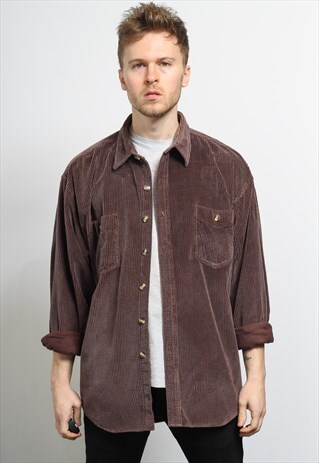 VINTAGE CORDUROY CORD SHIRT BROWN