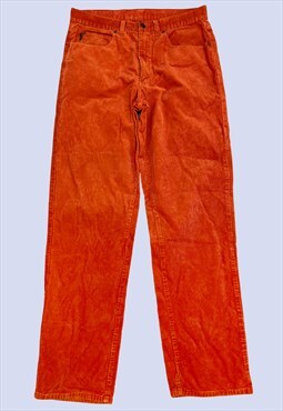 Vintage Orange Cotton Corduroy Straight Leg Casual Trousers